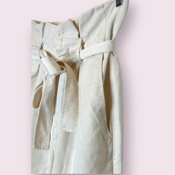 Reformation Norman pant Cream color Belted Paperbag Tie Ankle Pant sz 6 - Picture 12 of 12
